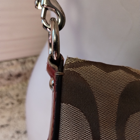 Coach Brown and Red Shoulder Bag with Signature Monogram - Picture 12 of 15